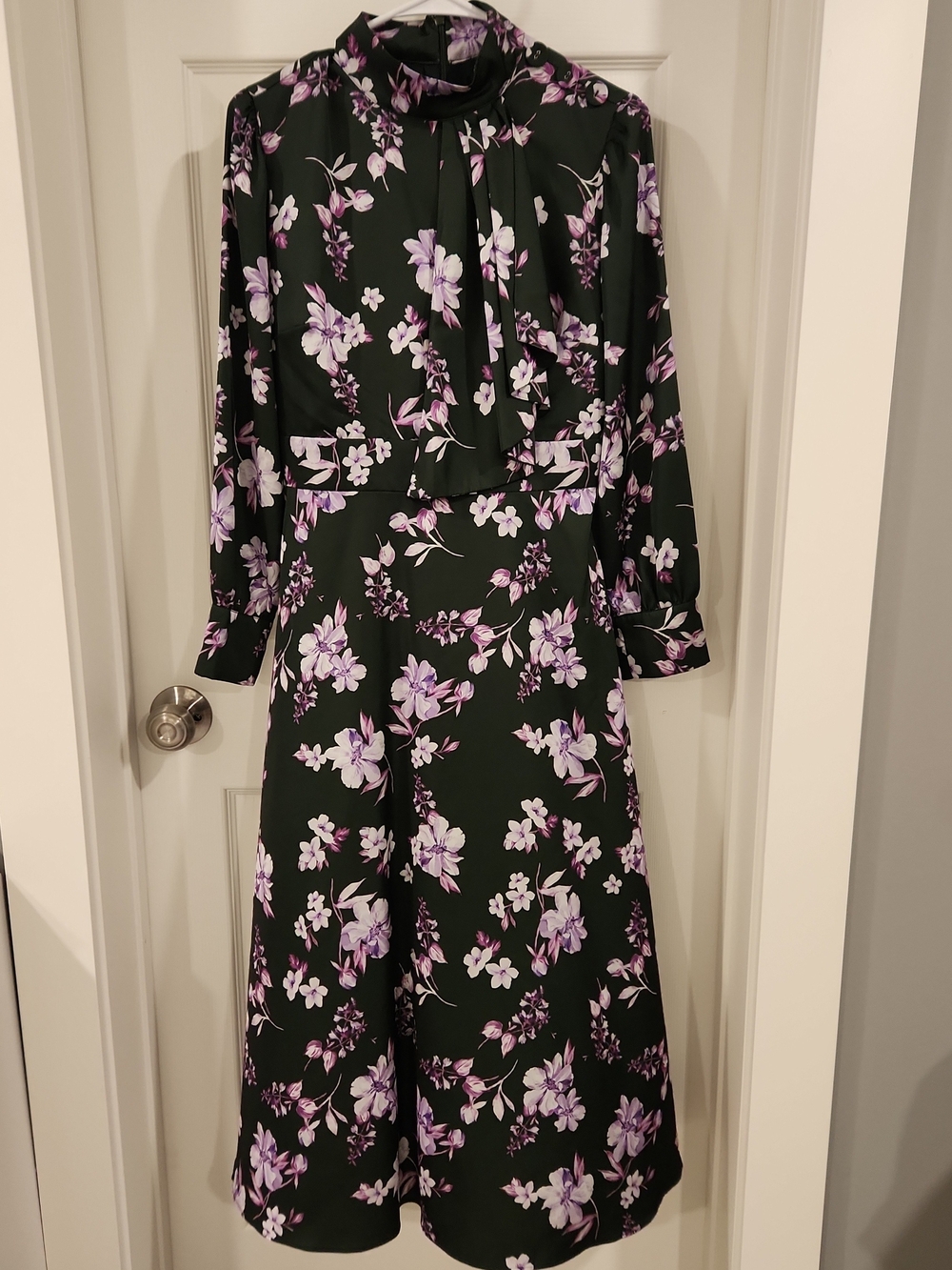 Alexia Admor Brooklyn Midi Fit & Flare Dress Green Purple Floral Women’s Sz 6